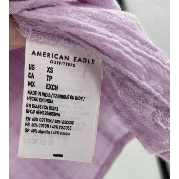NWT American Eagle Cropped Lavender Puff Slv V-Neck Faux Wrap Boho Cottage Sz XS - Picture 6 of 10